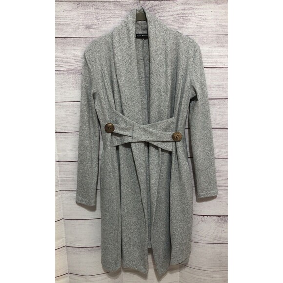 MAISON MASCALLIER HEATHER GRAY BUTTONED LONG CARIDGAN SIZE 2  EUC ADORABLE COZY - Picture 1 of 5